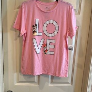 Disney Pink Mickey & Minnie LOVE Graphic Short Sleeve Tee